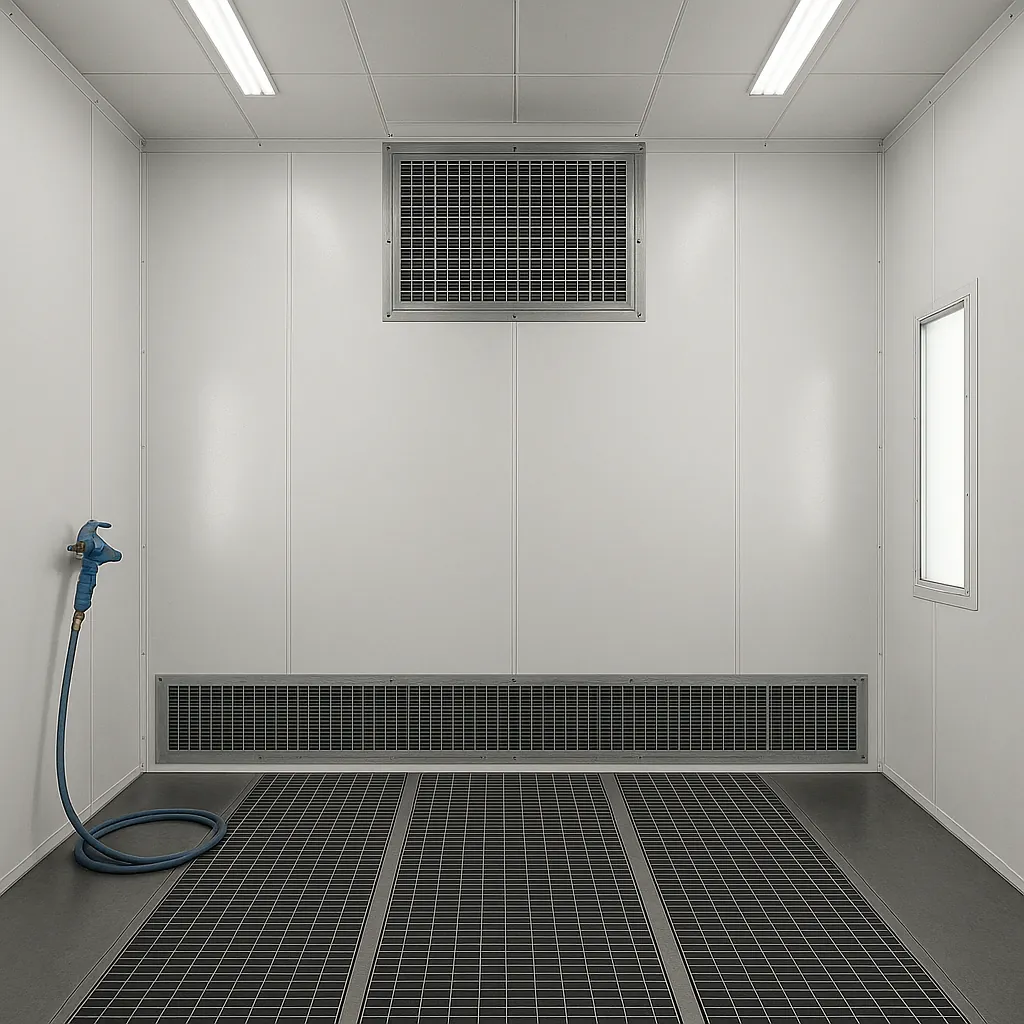 Cabine de peinture industrielle moderne avec ventilation et filtration basse